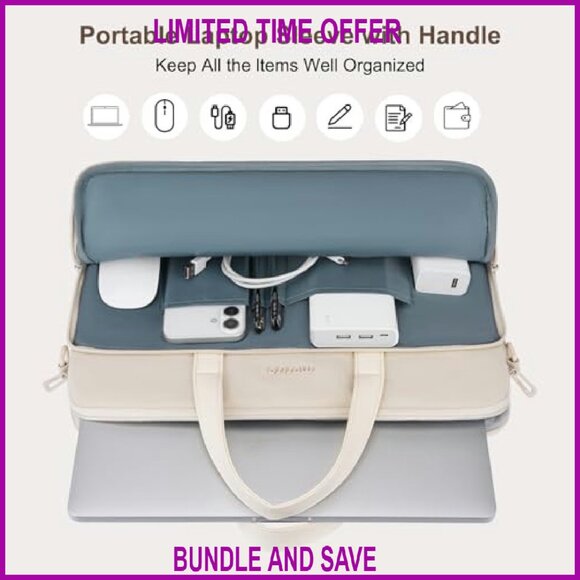 15.6 Inch Laptop Messenger Bag with Quilted Puffy Design and Shoulder Strap - Picture 5 of 8